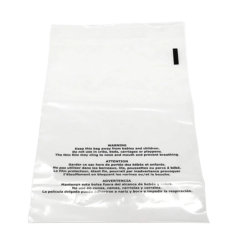 Resealable PE Self Adhesive Plastic clear Mailers with Suffocation Warning Clothes Packing Bags Transparent Mailing Bag