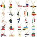 Wholesale 18K Gold Plated Choker African Country Flag Collar Chain Jamaica Somalia Nigeria Stainless Steel Map Pendant Necklaces