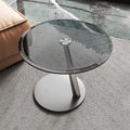 Electroplating Brushed Metal Bottom Sofa Corner Table Small Glass Coffee Table for Living Room Furniture Console Table