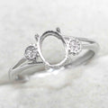 Sterling Silver 6*8mm Semi Mount Ring Empty Frame Blank Support Claw Setting S925 Base Holder Without Center Stone for DIY Inlay