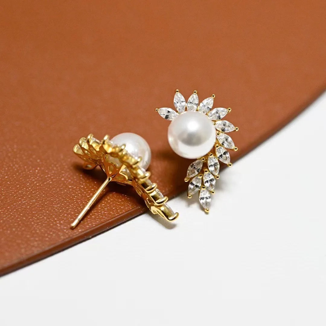 8 mm Nature Freshwater Pearl 925 Silver Stud Earring 925 Sterling Silver Stud Earrings for Wedding8 mm Pearl Wholesale Price