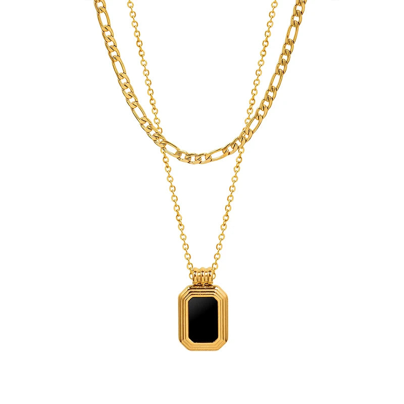 Marka French Niche Ins Acrylic Multi-Layer Clavicle Neck Double Layer Titanium Steel Gold Link Stainless Steel for Anniversary