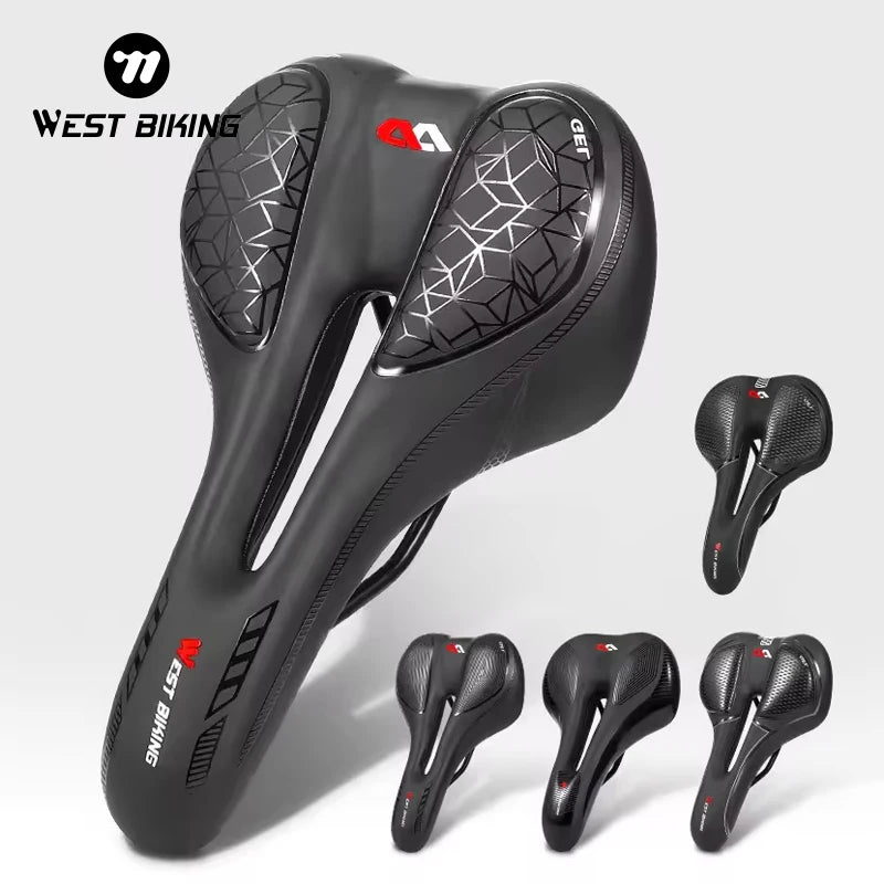 WEST BIKING Bicycle Saddle Seat Road Steel Rail Mountain MTB Bike Bicicleta Soft PU Leather Road MTB Bike Cycling Seat Cushion