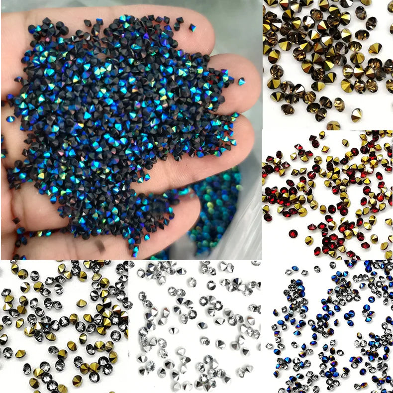 Nail Rhinestones Crystal Glass Opp Bag DIY Jewelry Strass Crystal Non Hot Fix Glitter Dress Rhinestones 2 Bags Silver Rhinestone