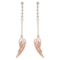 Vintage Jewelry Long Tassel Angel Wing Temperament Rose Gold Plated 925 Sterling Silver Hanging Earrings