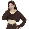 Spring Autumn Retro Knit Set Fashion Short Knit Pullover and Knit Vest and A-line Skirt Set Knitted Three-Pieces Set for Women