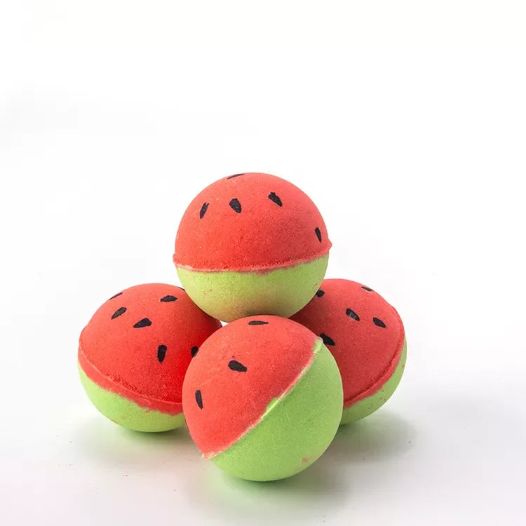 Luxury Bath Supplies Custom Fruits Watermelon Bath Bomb Circular Natural Vegan Bath Fizzies