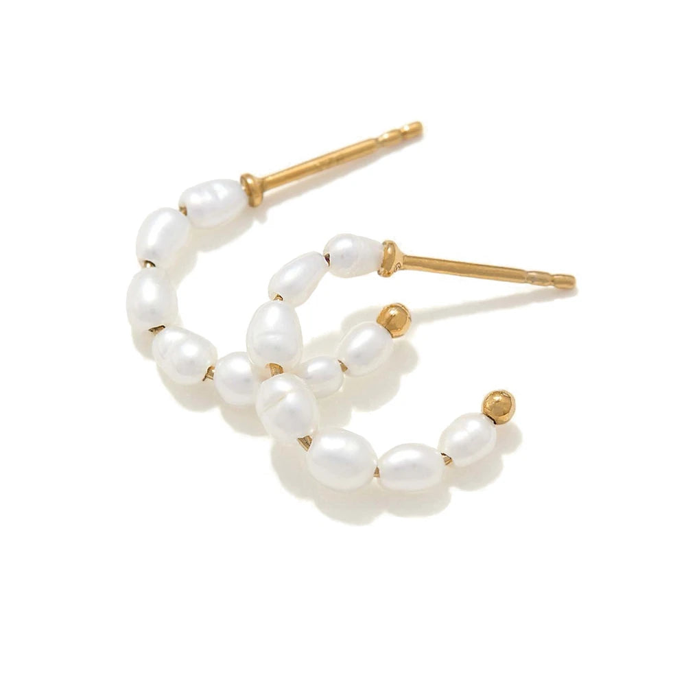 Factory Custom Fashion Cc Gg Jewelry 925 Silver Natural Real Freshwater Pearl Stud Earrings Supplier