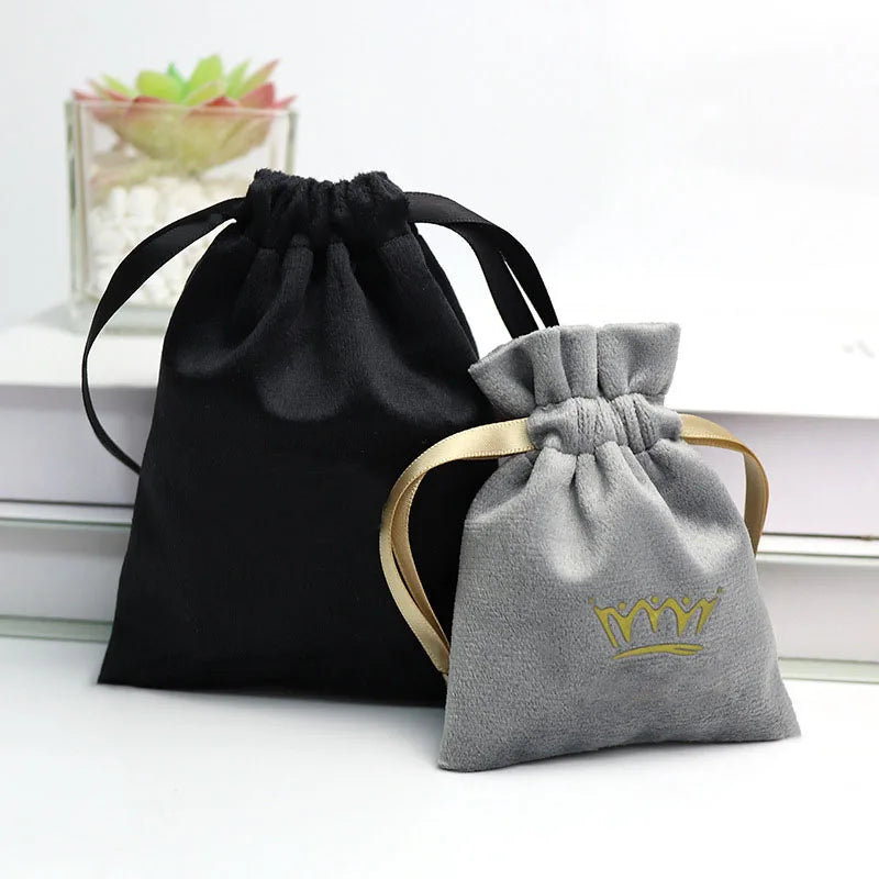 Custom Logo Soft Velvet Bags With Tassel Drawstring Pouch Bag Dust Jewelry Pouches Suede Gift Packaging Bags