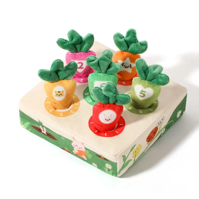 Carrot Pulling Plush Stuffed Montessori Toys for Toddlers  Harvest Game Number Cognitive Pairing in Infant Hand Training Toy