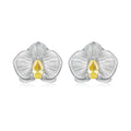 Solid 925 Sterling Silver Phalaenopsis Stud Earrings for Women Teens Hypoallergenic Cute Dainty Flower Stud Earrings BSE1170