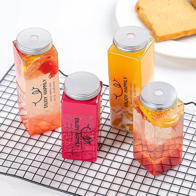 Wholesale Eco-Friendly BPA Free Food Safe American Style Juice Milk Bottles Tamper Evident Caps Empty Clear Plastic Reusable