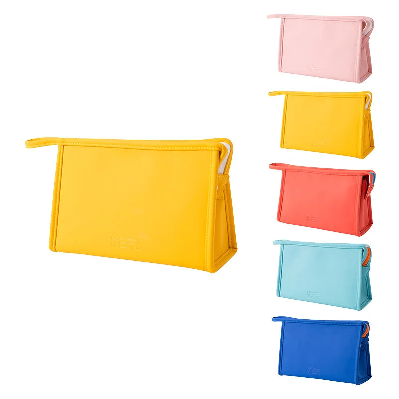 New Fashion Large Capacity Leather PU for Toiletry Bag Foldable Portable Makeup Pouch with Zipper Ladies Durable Cosmetic Bag