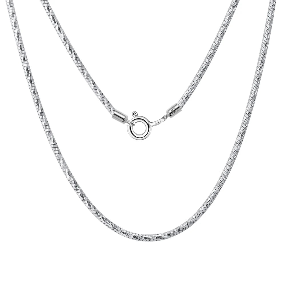 RINNTIN SC68 Wholesale Jewelry Italy S925 Chain Necklace Silver Chain Rhodium Plated 1.3mm Diamond Cut Round Snake Chain
