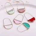 Copper Plated Gold Material Glass Earrings Semi-round Crystal Studs clear Earrings Pendent Geometric Half Round Drop Earring