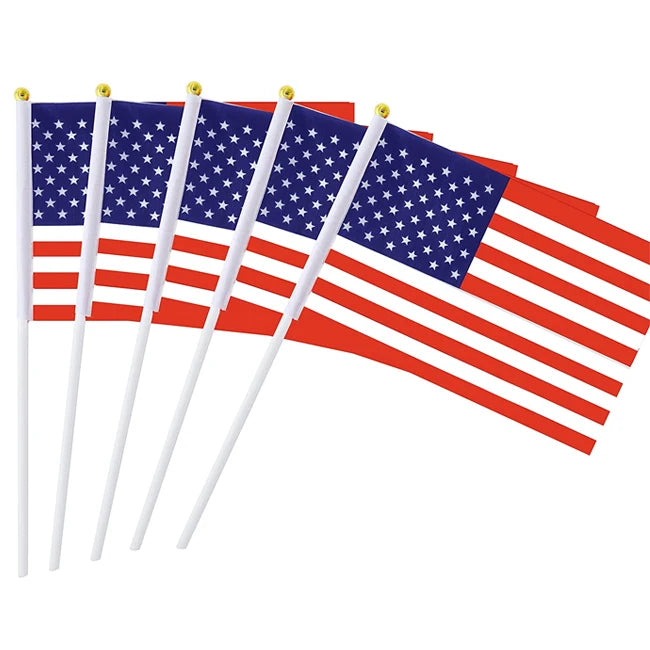 Customizable 8"x12" American Hand Stick Flag Promotional Polyester Waving Outdoor Flag Custom Silk Banners