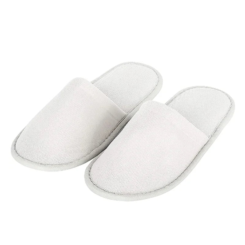 Disposable Hotel Spa Bathroom Slippers 5mm EVA Sole Closed Toe Cotton-like Material Non-slip Portable Customizable Colors Logo