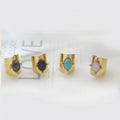 Nabest Tarnish Free Stainless Steel Width Gemstone Ring Jewelry Women 18K Gold Plated Vintage Open Stone Rings
