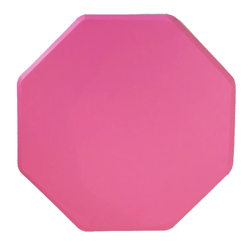 Wholesale Price Octagonal 10 Inch 25cm Food Grade Paper Plates Iridescence Sustainable Back to School Valentine's Day