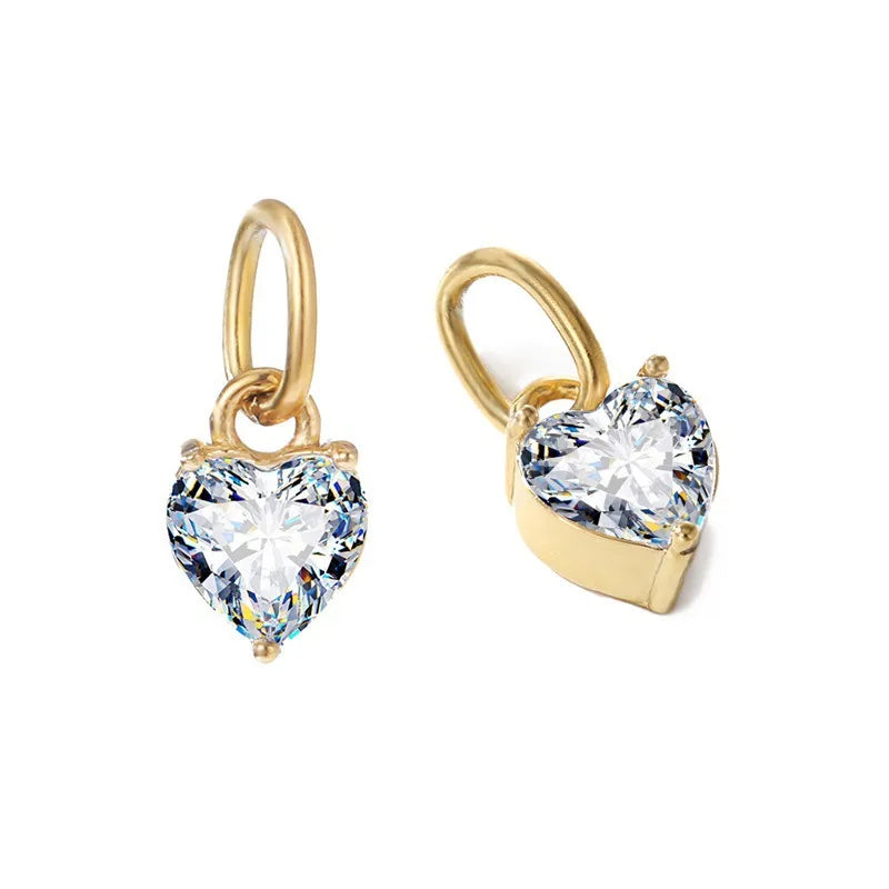 Fashion Birthstones Gold Plated Stainless Steel Heart Crystal Pendant Jewelry with Czech Rhinestone/Zircon Charms Accessories