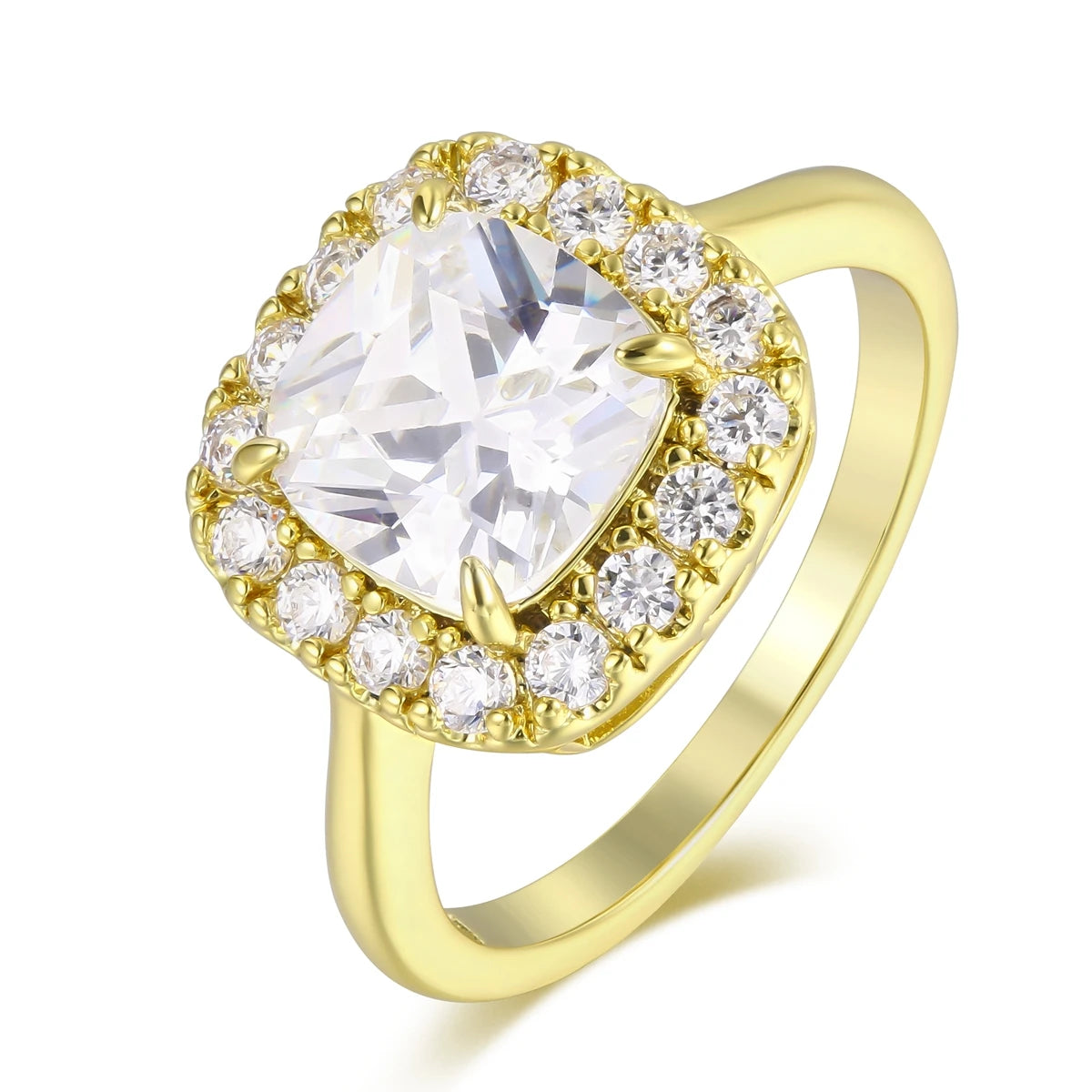 Wholesale Main Stone Rings White Zircon Rings  18k Gold Plating Ring for Women Engagement Gifts for Couple