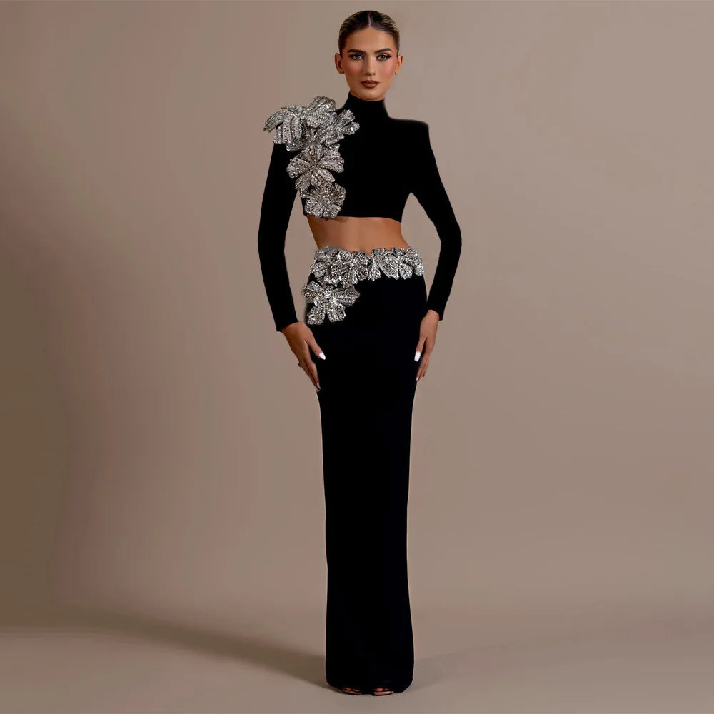 Boutique Wholesale 2025 Spring New Fashionable Round Neck Long Sleeve T-shirt Elegant Half Skirt Women's Set