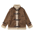 Wholesale Vintage Winter Brown Faux Suede Leather Techwear Mens Streetwear Bomber Jacket Zipper Closure Eco-Friendly Windproof