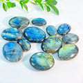 Wholesale Natural Crystal Polished Carved Labradorite Palm Stone Gemstone Flashy Blue Engraved Model for Decoration