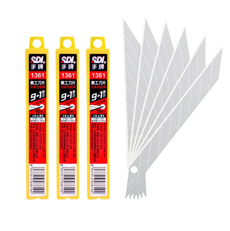 100pcs SDI 1361 9mm 30 Degrees High-carbon Steel Spare Blades for Utility Blades