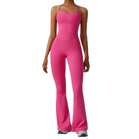 New Style Women Long Length Quick Dry Lightweight Stretch Halter Neck Yoga Jumpsuit