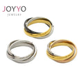 Vintage Multi Layer Princess Cut Gold & Silver Plated Black Stainless Steel Engagement Ring for Girls Trendy Wedding Fashion
