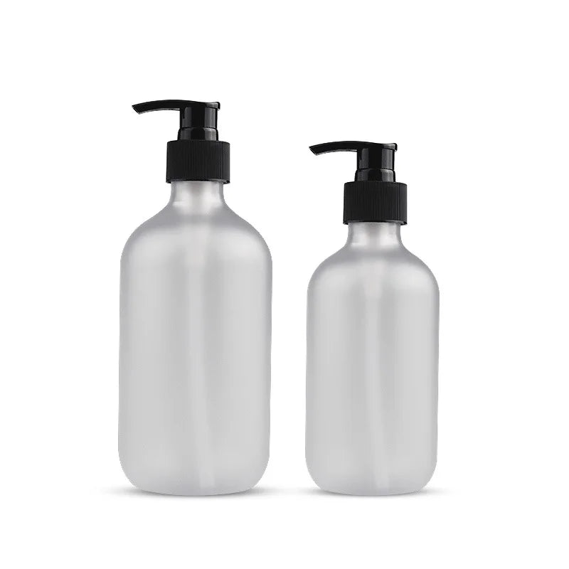 Cheap Price Cosmetic clear Frosted 16oz Plastic Matte 500ml Bottle With Black Shampoo Bottle Pump