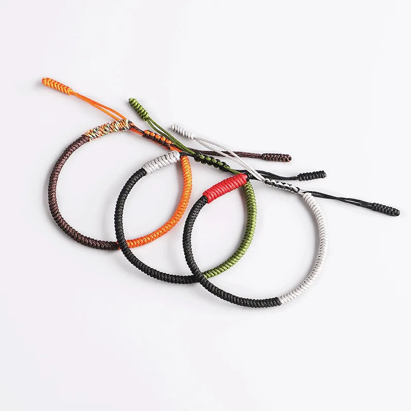 Handmade Woven Colorful Draw String Rope  Multi Colors Braided Matching Rope Three Color Stitching