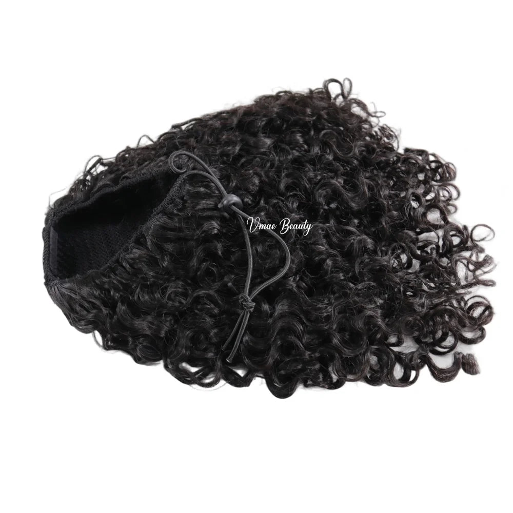 VMAE 100g Cambodian Virgin Hair Ponytail 3C/4A Queen Curl Type 3 Kinky Curly Raw Cuticle Aligned Human Hair Drawstring Ponytail
