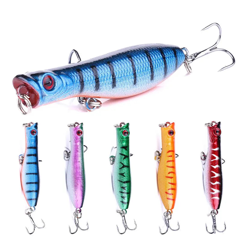 Wholesale PO009 6cm 5g Artificial Hard Plastic Bait Topwater Floating Popper Fishing Lures