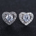 HUITAN Wholesale Hot 2021 Lovely Stud Earrings Round Dainty Zircon Women Lady Sweet Hollow Heart Earrings Girls
