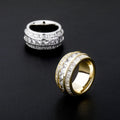 Luxury Hip Hop Lab Diamond Brass Gold Plated Round Rings Fashion Iced Out Square Baguette Cubic Zircon Engagement Party Jewelry