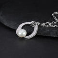 C6139 Abiding Jewelry Manufacturer 8mm White Fresh Water Pearl Elegant Necklaces Sterling Silver 925 Necklace