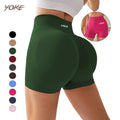 Yoke Women Summer Sport Yoga Shorts Gym Workout Running High Waist Yoga Push up Shorts Hip Seamless Fitness Biker Shorts