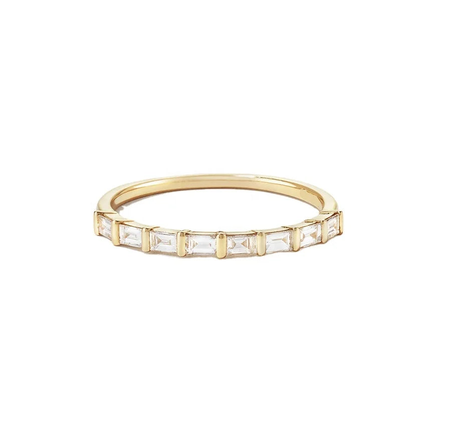 Wholesale 925 Silver Fine Rings 14K Gold Plated & Luxury Design with White CZ for Women Stacking Jewelry