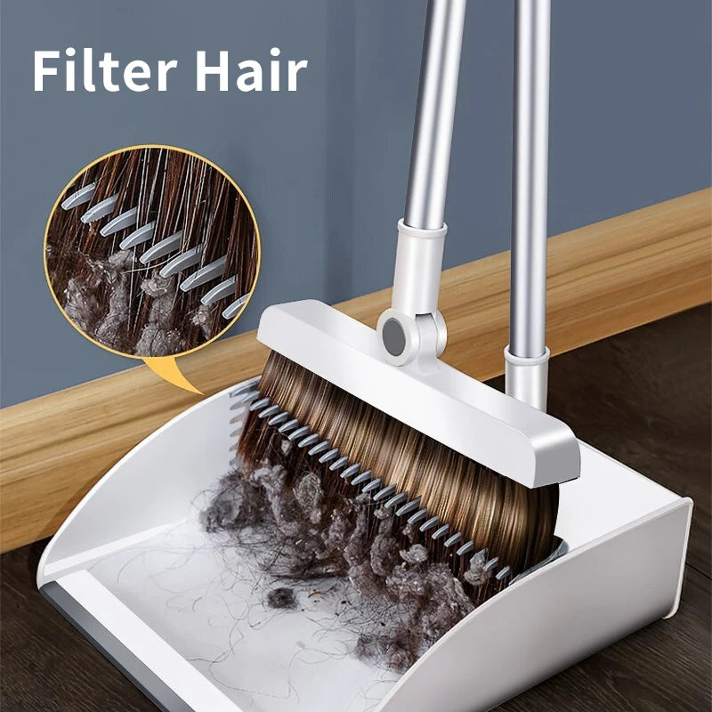 JOYBOS Retractable Kitchen Cleaning Tools Set Windproof Broom and Dustpan with Silicon Brush Brooms & Dustpans