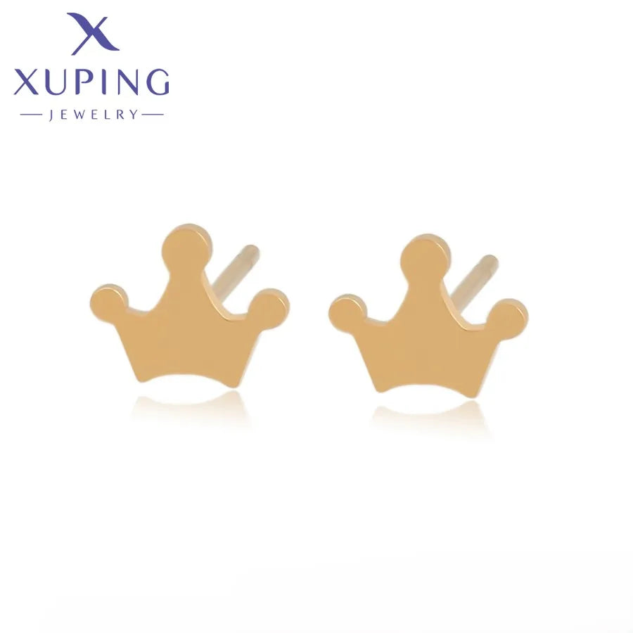 A00794608 XUPING JEWELRY 14K Gold Color Simple Stainless Steel Trendy Fine Hoop Hypoallergenic xuping Earring
