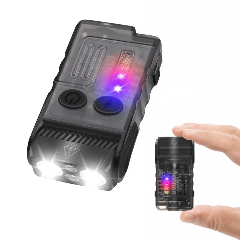 BORUIT V20-1 Small Powerful Flashlight 180 Degree Head Swivels Rechargeable Torch with 365 UV Light Magnetic Beeping Clip