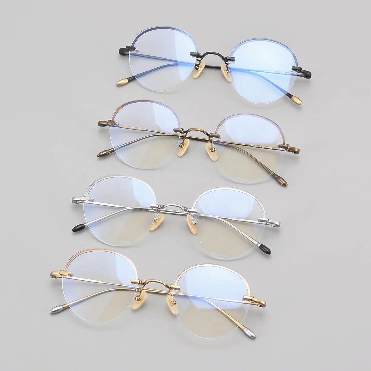 Stock Titanium Eyeglass Frames Custom Logo Unisex Reading Glasses High-end Fashion Artistic 4 Colors 2159