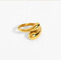 New Trendy Gold Plated Stainless Steel Chunky Rings for Women Creative Adjustable Cross Open Rings Jewelry