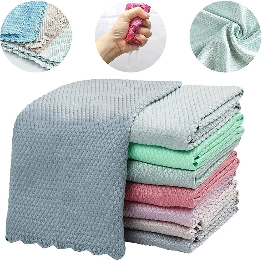 Fish Scale Cleaning Cloth Magic Glass Window Car Polishing Towels Shiny Wipes Microfiber Towel for Car Kitchen Glass