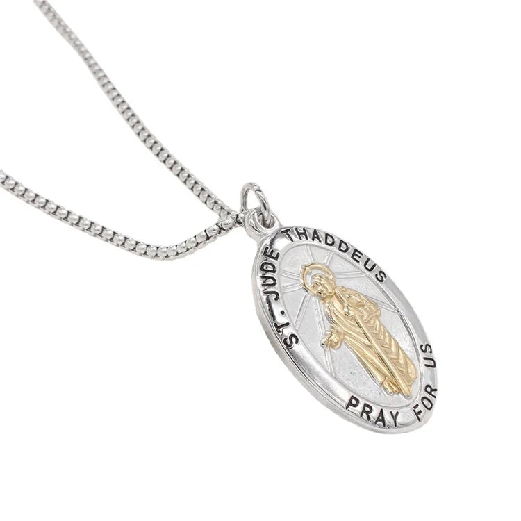 Virgin Mary Necklace Stainless Steel Oval Virgin Pendant Necklace Jewelry