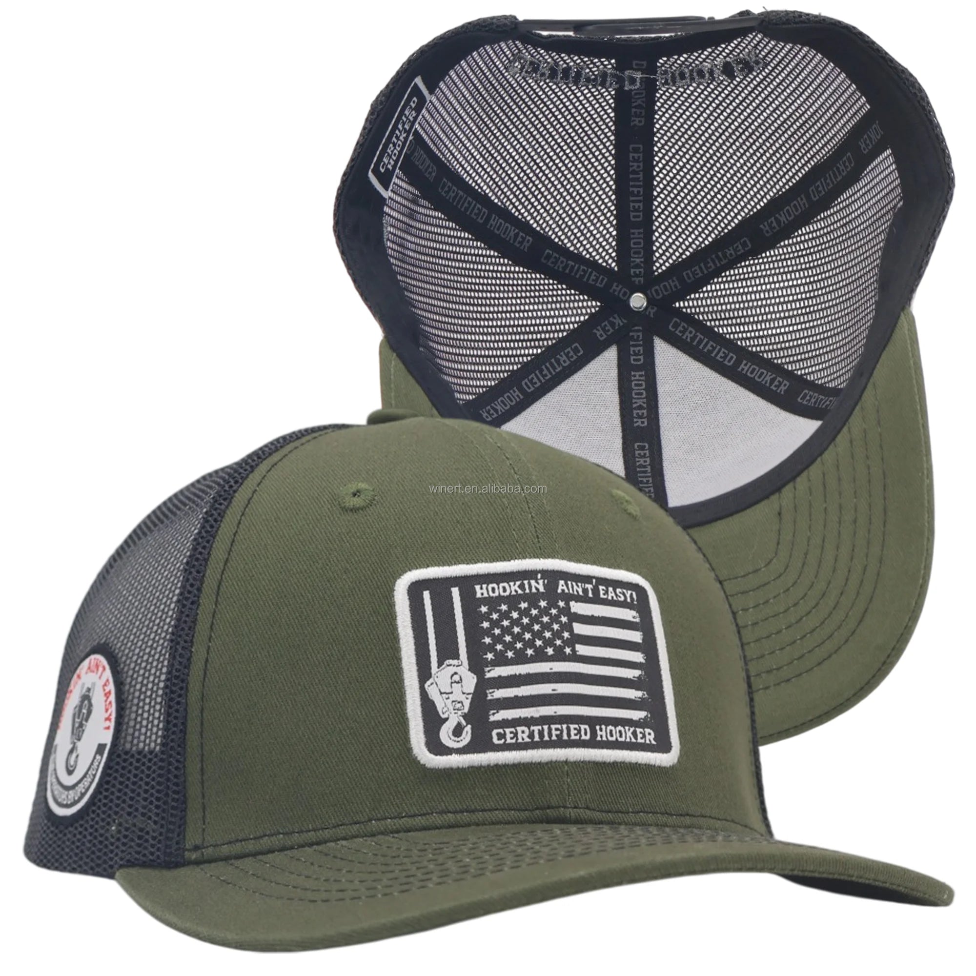 OEM Men Custom Logo Embroidery Trucker Hat Richardson 112 6 Panel Camouflage Leather Patch Mesh Back for Fishing