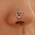 Indian Style Cuff Faux Nose Ring Diamond Gold Plated Clip Nose Rings Crystal Butterfly Fake Piercing Nose Rings for Women