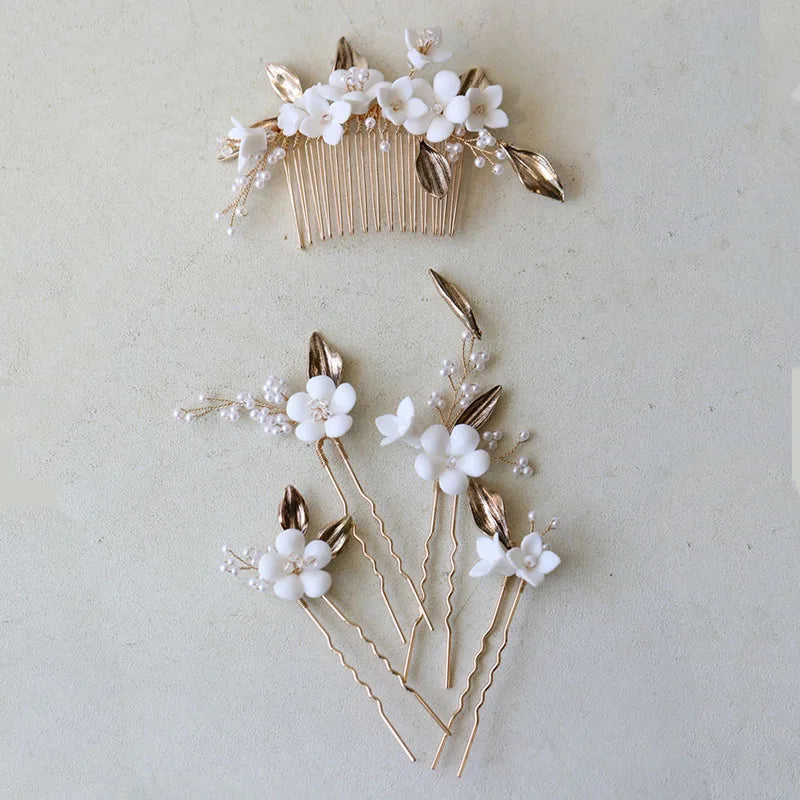 SLBRIDAL Handmade Alloy Zircon Freshwater Pearls Bridal Hair Comb Hair Pin Wedding Headpieces Women Jewelry Hair Accessories
